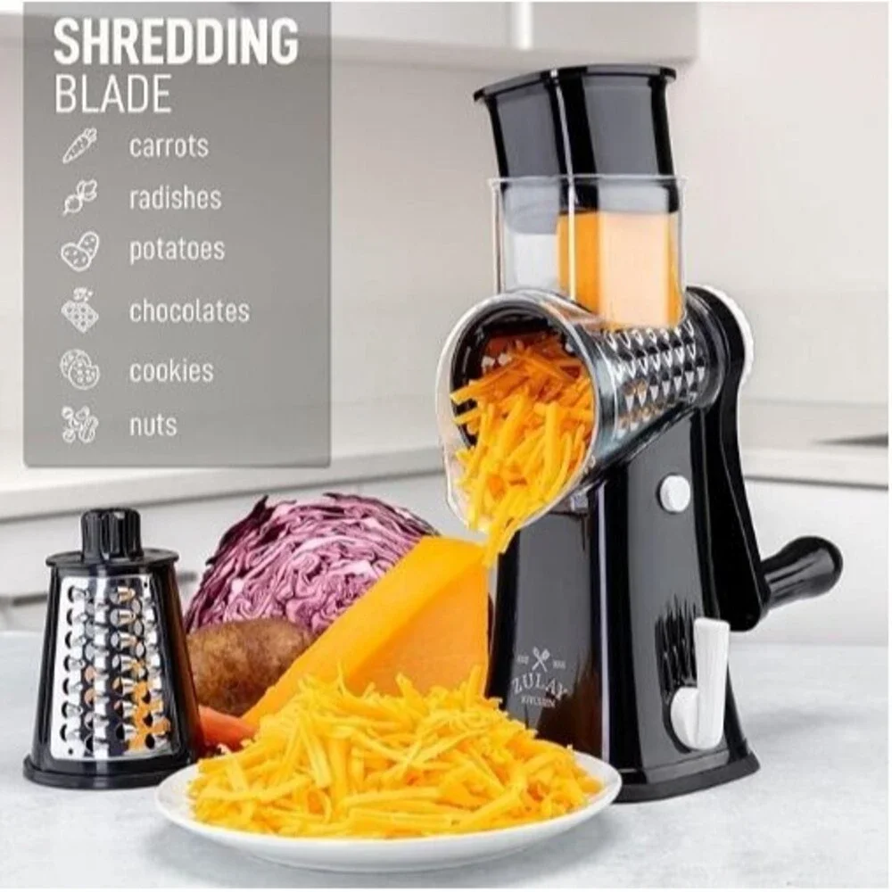 Zulay Kitchen Rotary Cheese Grater 5 Blade Cheese Shredder